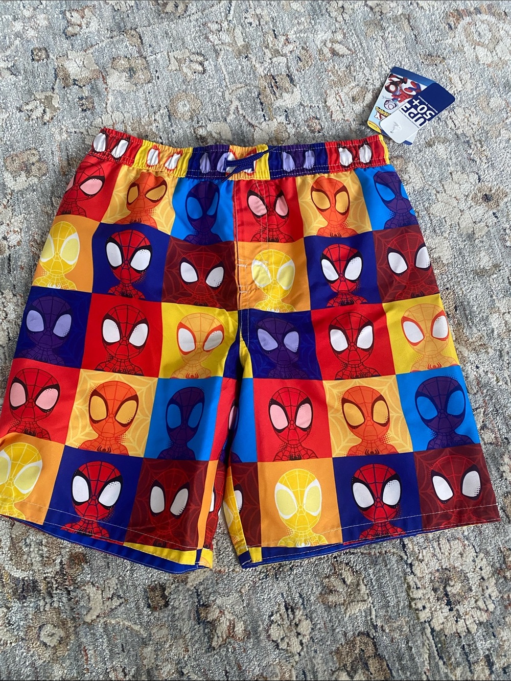 NWT Kids Marvel Spider-Man Multicolor Swim Shorts Sz 12
